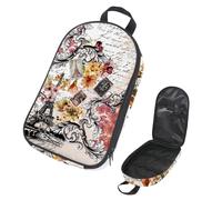 VAPOKF Travel Camping Utensils Organizer Bag, Paris Eiffel Tower on Baroque Flower Notes Storage Bag for Cooking Utensil Set, Kitchen Accessories Storage Pouch for Outdoor BBQ, Bag Only