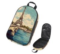 VAPOKF Travel Camping Utensils Organizer Bag, Paris Eiffer Tower Bridge River Storage Bag for Cooking Utensil Set, Kitchen Accessories Storage Pouch for Outdoor BBQ, Bag Only