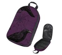 VAPOKF Travel Camping Utensils Organizer Bag, Purple Raven Spiderweb Storage Bag for Cooking Utensil Set, Kitchen Accessories Storage Pouch for Outdoor BBQ, Bag Only