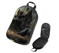 VAPOKF Travel Camping Utensils Organizer Bag, Raven Abandoned House Dead Tree Storage Bag for Cooking Utensil Set, Kitchen Accessories Storage Pouch for Outdoor BBQ, Bag Only