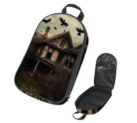 VAPOKF Travel Camping Utensils Organizer Bag, Raven Flying over Abandoned Cabin Storage Bag for Cooking Utensil Set, Kitchen Accessories Storage Pouch for Outdoor BBQ, Bag Only