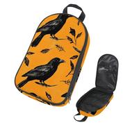 VAPOKF Travel Camping Utensils Organizer Bag, Raven on Branch Leaf Storage Bag for Cooking Utensil Set, Kitchen Accessories Storage Pouch for Outdoor BBQ, Bag Only