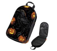 VAPOKF Travel Camping Utensils Organizer Bag, Raven Pumpkin Storage Bag for Cooking Utensil Set, Kitchen Accessories Storage Pouch for Outdoor BBQ, Bag Only