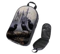 VAPOKF Travel Camping Utensils Organizer Bag, Ravens on Dead Tree Storage Bag for Cooking Utensil Set, Kitchen Accessories Storage Pouch for Outdoor BBQ, Bag Only