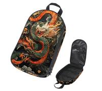 VAPOKF Travel Camping Utensils Organizer Bag, Red and Green Dragon Storage Bag for Cooking Utensil Set, Kitchen Accessories Storage Pouch for Outdoor BBQ, Bag Only