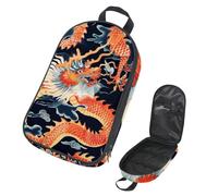 VAPOKF Travel Camping Utensils Organizer Bag, Red Chinese Dragon Clouds Storage Bag for Cooking Utensil Set, Kitchen Accessories Storage Pouch for Outdoor BBQ, Bag Only