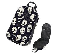 VAPOKF Travel Camping Utensils Organizer Bag, Scary Skulls Bats Spiderweb Storage Bag for Cooking Utensil Set, Kitchen Accessories Storage Pouch for Outdoor BBQ, Bag Only