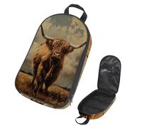 VAPOKF Travel Camping Utensils Organizer Bag, Scottish Highland Cow Storage Bag for Cooking Utensil Set, Kitchen Accessories Storage Pouch for Outdoor BBQ, Bag Only
