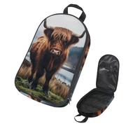 VAPOKF Travel Camping Utensils Organizer Bag, Scottish Highland Cow Storage Bag for Cooking Utensil Set, Kitchen Accessories Storage Pouch for Outdoor BBQ, Bag Only