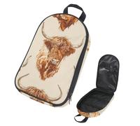 VAPOKF Travel Camping Utensils Organizer Bag, Scottish Highland Cows Pattern Storage Bag for Cooking Utensil Set, Kitchen Accessories Storage Pouch for Outdoor BBQ, Bag Only