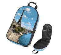 VAPOKF Travel Camping Utensils Organizer Bag, Seine River Eiffer Tower Cityscape Storage Bag for Cooking Utensil Set, Kitchen Accessories Storage Pouch for Outdoor BBQ, Bag Only