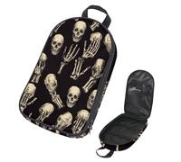 VAPOKF Travel Camping Utensils Organizer Bag, Skull and Rock Skeleton Hand Storage Bag for Cooking Utensil Set, Kitchen Accessories Storage Pouch for Outdoor BBQ, Bag Only