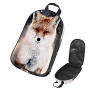 VAPOKF Travel Camping Utensils Organizer Bag, Snowy Beautiful Fox Storage Bag for Cooking Utensil Set, Kitchen Accessories Storage Pouch for Outdoor BBQ, Bag Only