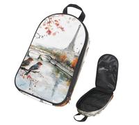 VAPOKF Travel Camping Utensils Organizer Bag, Spring Birds Tower River Storage Bag for Cooking Utensil Set, Kitchen Accessories Storage Pouch for Outdoor BBQ, Bag Only