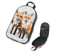 VAPOKF Travel Camping Utensils Organizer Bag, Two Fox Standing on Snow Storage Bag for Cooking Utensil Set, Kitchen Accessories Storage Pouch for Outdoor BBQ, Bag Only