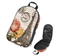 VAPOKF Travel Camping Utensils Organizer Bag, Vintage Postcard of Eiffer Tower Storage Bag for Cooking Utensil Set, Kitchen Accessories Storage Pouch for Outdoor BBQ, Bag Only