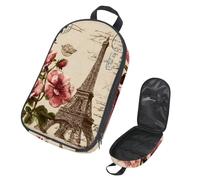VAPOKF Travel Camping Utensils Organizer Bag, Vintage Postcard Paris Tower Flowers Storage Bag for Cooking Utensil Set, Kitchen Accessories Storage Pouch for Outdoor BBQ, Bag Only