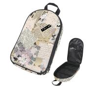 VAPOKF Travel Camping Utensils Organizer Bag, Vintage Torn Newspape Fragments Storage Bag for Cooking Utensil Set, Kitchen Accessories Storage Pouch for Outdoor BBQ, Bag Only