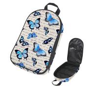 VAPOKF Travel Camping Utensils Organizer Bag, Watercolor Blue Butterflies on Letter Notes Storage Bag for Cooking Utensil Set, Kitchen Accessories Storage Pouch for Outdoor BBQ, Bag Only