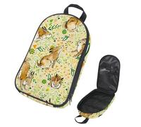 VAPOKF Travel Camping Utensils Organizer Bag, Wild Rabbit Running Painted Leaves Storage Bag for Cooking Utensil Set, Kitchen Accessories Storage Pouch for Outdoor BBQ, Bag Only