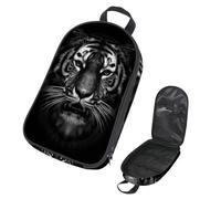 VAPOKF Travel Camping Utensils Organizer Bag, Wild Tiger Head on Black Storage Bag for Cooking Utensil Set, Kitchen Accessories Storage Pouch for Outdoor BBQ, Bag Only