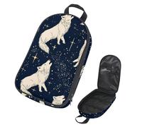 VAPOKF Travel Camping Utensils Organizer Bag, Wolves Howling Shine Stars Storage Bag for Cooking Utensil Set, Kitchen Accessories Storage Pouch for Outdoor BBQ, Bag Only