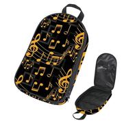 VAPOKF Travel Camping Utensils Organizer Bag, Yellow Music Notes on Dark Storage Bag for Cooking Utensil Set, Kitchen Accessories Storage Pouch for Outdoor BBQ, Bag Only