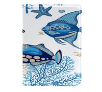 VAPOKF Tropical Coral Fish Starfish Passport Holder Travel Wallet Leather Card Case Cover, 11.5x16.5cm