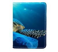 VAPOKF Turtles Eat Plastic Bag Passport Holder Travel Wallet Leather Card Case Cover, 11.5x16.5cm