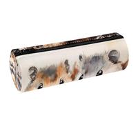 VAPOKF Two Fat Hamsters Print Pencil Cases, PU Leather Pen Bag Student Stationery Organiser Bag Makeup Pouch for Women Girls Boys Kids School Office Supplies