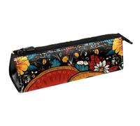 VAPOKF Two Mexican Sugar Skull Skeleton Pen Bag Stationery Pouch Pencil Bag Cosmetic Pouch Bag Compact Zipper Bag