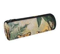 VAPOKF Two Tigers on Bush Pen Pencil Case Coin Purse Cosmetic Makeup Bag for Student Stationery School Office Storage
