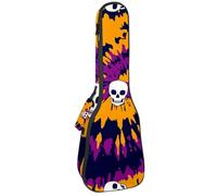 VAPOKF Ukulele Bag, Ukulele Case for Soprano Tenor Concert 23 Inch 10MM Thick Soft Padded Adjustable Straps Gig Bag, Tie Dye Spiral with Skull
