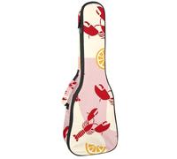 VAPOKF Ukulele Bag, Ukulele Case for Soprano Tenor Concert 23 Inch 10MM Thick Soft Padded Adjustable Straps Gig Bag, Lobster with Lemon on Pink and Pastel Yellow