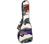 VAPOKF Ukulele Bag, Ukulele Case for Soprano Tenor Concert 23 Inch 10MM Thick Soft Padded Adjustable Straps Gig Bag, Vintage American Muscle Cars