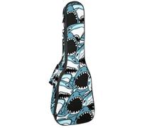VAPOKF Ukulele Bag, Ukulele Case for Soprano Tenor Concert 23 Inch 10MM Thick Soft Padded Adjustable Straps Gig Bag, Marine Life Angry Shark