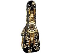 VAPOKF Ukulele Bag, Ukulele Case for Soprano Tenor Concert 23 Inch 10MM Thick Soft Padded Adjustable Straps Gig Bag, Golden Baroque Floral Ornament