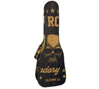 VAPOKF Ukulele Bag, Ukulele Case for Soprano Tenor Concert 23 Inch 10MM Thick Soft Padded Adjustable Straps Gig Bag, Retro Motorcycle Skull