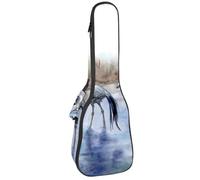 VAPOKF Ukulele Bag, Ukulele Case for Soprano Tenor Concert 23 Inch 10MM Thick Soft Padded Adjustable Straps Gig Bag, Watercolor Painting Cranes by The River