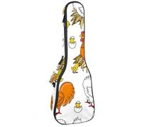 VAPOKF Ukulele Bag, Ukulele Case for Soprano Tenor Concert 23 Inch 10MM Thick Soft Padded Adjustable Straps Gig Bag, Hen Sits in Hay Nest and Chicks