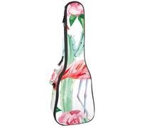 VAPOKF Ukulele Bag, Ukulele Case for Soprano Tenor Concert 23 Inch 10MM Thick Soft Padded Adjustable Straps Gig Bag, Pink Flamingo Cactus Roses