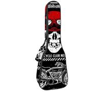 VAPOKF Ukulele Bag, Ukulele Case for Soprano Tenor Concert 23 Inch 10MM Thick Soft Padded Adjustable Straps Gig Bag, Motorcycle Skull