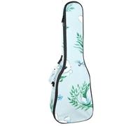 VAPOKF Ukulele Bag, Ukulele Case for Soprano Tenor Concert 23 Inch 10MM Thick Soft Padded Adjustable Straps Gig Bag, White Rabbits with Dragonflies