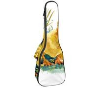 VAPOKF Ukulele Bag, Ukulele Case for Soprano Tenor Concert 23 Inch 10MM Thick Soft Padded Adjustable Straps Gig Bag, Three Ducklings Playing on The Grass