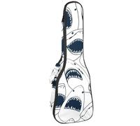 VAPOKF Ukulele Bag, Ukulele Case for Soprano Tenor Concert 23 Inch 10MM Thick Soft Padded Adjustable Straps Gig Bag, Angry Shark with Open Mouth