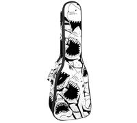 VAPOKF Ukulele Bag, Ukulele Case for Soprano Tenor Concert 23 Inch 10MM Thick Soft Padded Adjustable Straps Gig Bag, Angry Shark with Wide Open Mouth