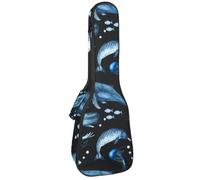 VAPOKF Ukulele Bag, Ukulele Case for Soprano Tenor Concert 23 Inch 10MM Thick Soft Padded Adjustable Straps Gig Bag, Whales Jellyfish Sperm Whale Narwhal