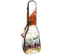 VAPOKF Ukulele Bag, Ukulele Case for Soprano Tenor Concert 23 Inch 10MM Thick Soft Padded Adjustable Straps Gig Bag, Three Hens in The Grass Painting