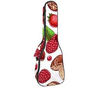 VAPOKF Ukulele Bag, Ukulele Case for Soprano Tenor Concert 23 Inch 10MM Thick Soft Padded Adjustable Straps Gig Bag, Ripe Berries Nuts and Mushrooms