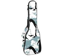 VAPOKF Ukulele Bag, Ukulele Case for Soprano Tenor Concert 23 Inch 10MM Thick Soft Padded Adjustable Straps Gig Bag, Penguin on Blue White Background